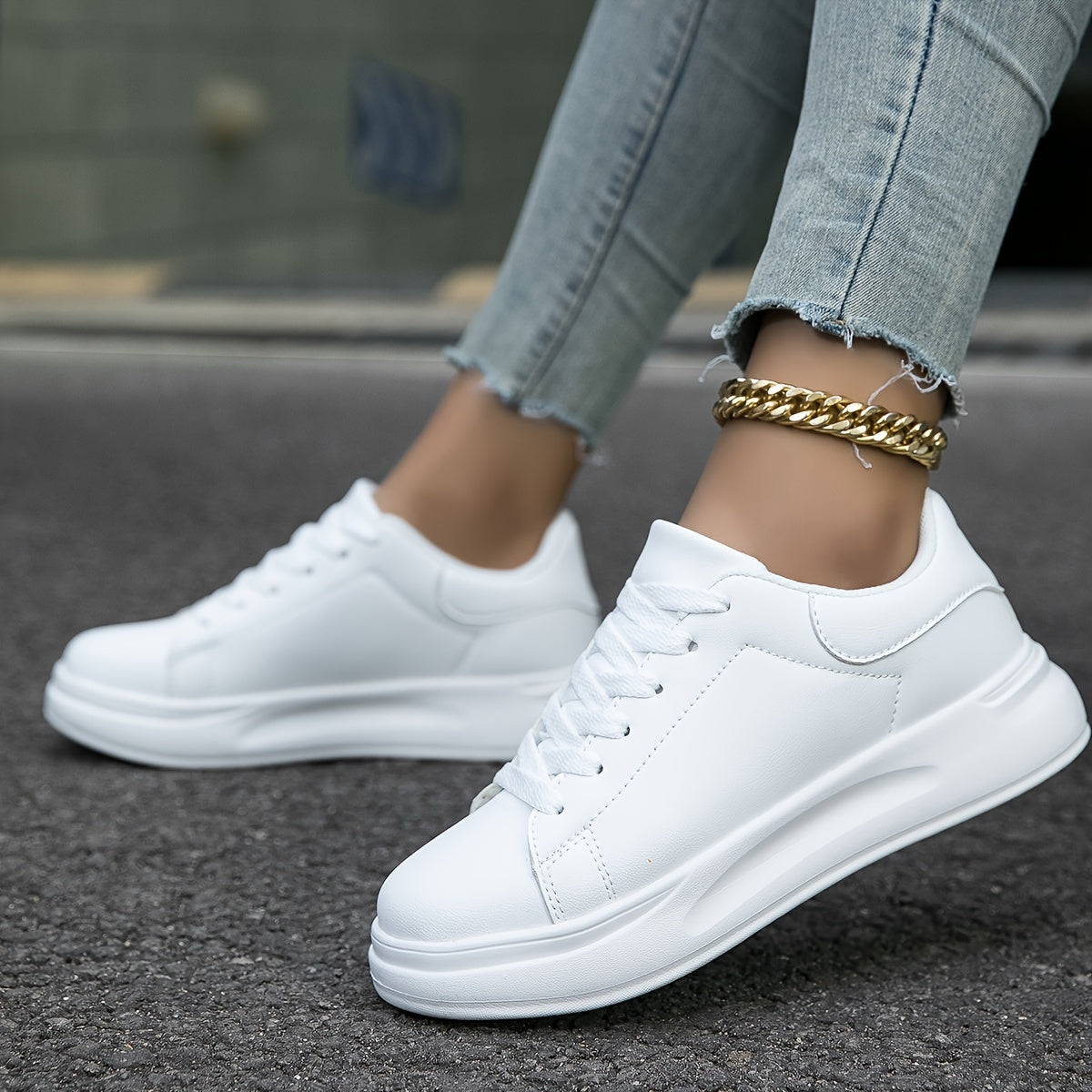 Women's Platform Trainers – Classic Court Design, Comfortable Everyday Shoes