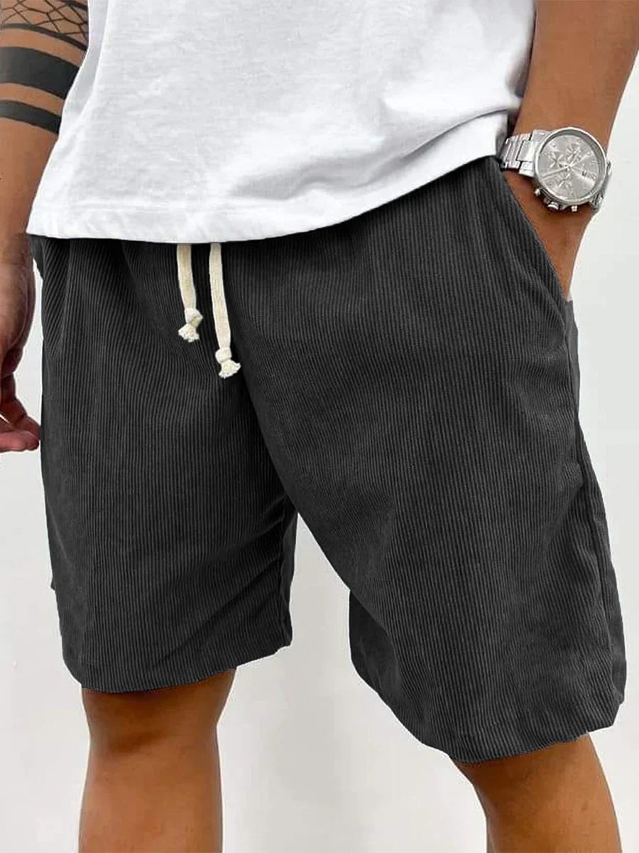 Men's Corduroy Shorts – Drawstring Waist, Relaxed Fit Casual Summer Wear