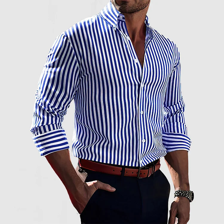Men's Smart Shirt – Classic Stripe, Slim Fit Smart Casual