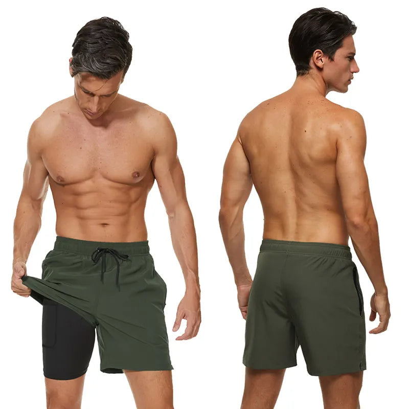 Men's 2-in-1 Shorts – Phone Pocket, Quick-Dry Running & Gym