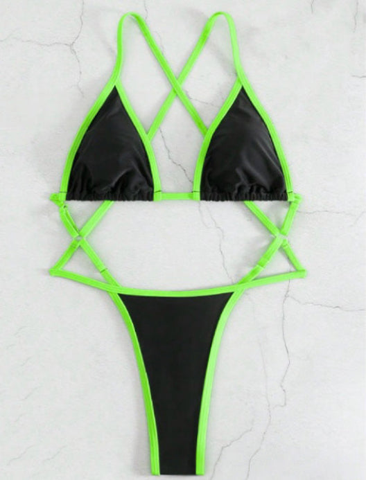 Women's Triangle Bikini Set with Contrast Trim