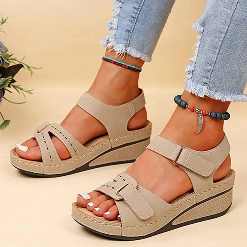 Women's Wedge Sandals – Adjustable Strap, Comfy Everyday Summer Shoes