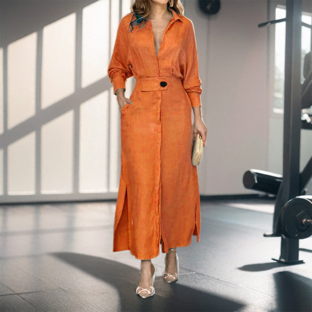 Belted Long Sleeve Button-Front Shirt Dress – Effortless Everyday Style