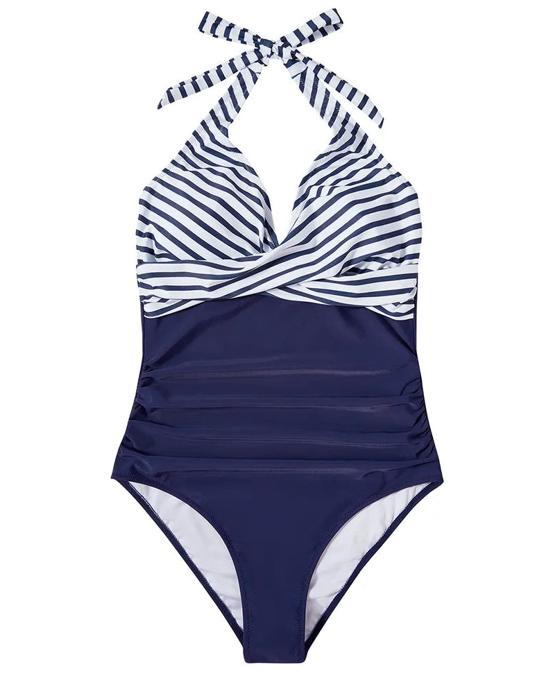 Women's Swimming Costume – Ruched Plunge, Tummy Control Beachwea