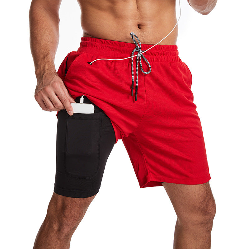 Men's 2-in-1 Shorts – Phone Pocket, Quick-Dry Running & Gym