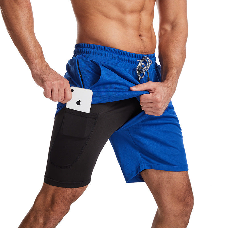 Men's 2-in-1 Shorts – Phone Pocket, Quick-Dry Running & Gym