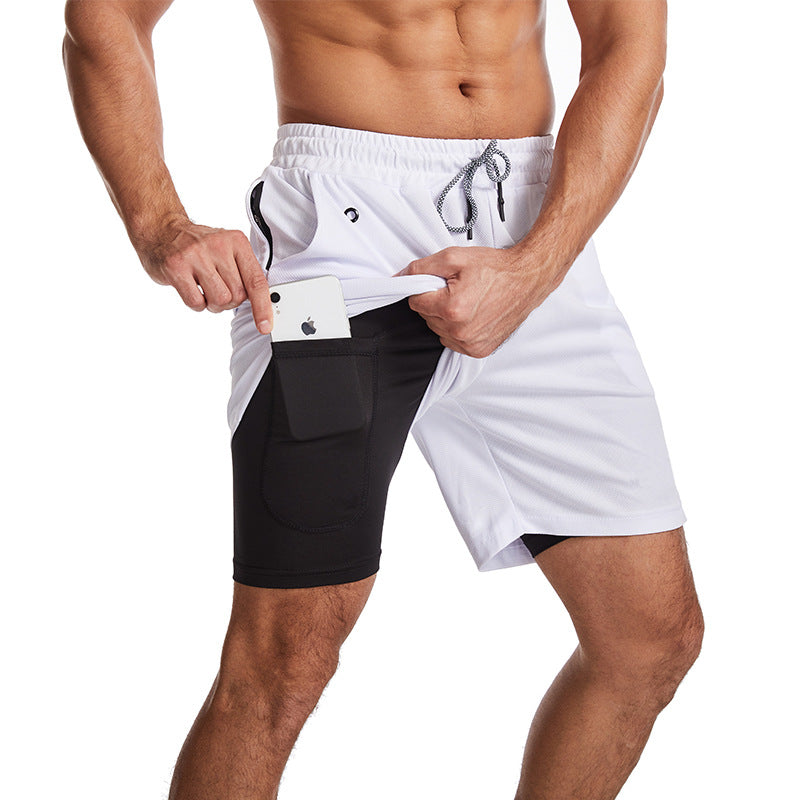 Men's 2-in-1 Shorts – Phone Pocket, Quick-Dry Running & Gym