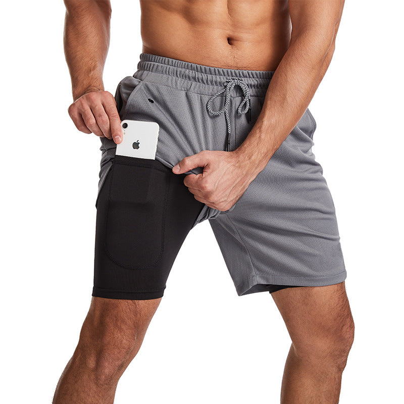 Men's 2-in-1 Shorts – Phone Pocket, Quick-Dry Running & Gym