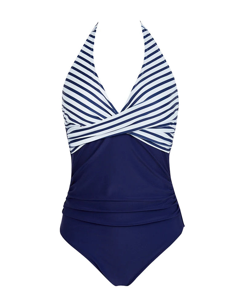 Women's Swimming Costume – Ruched Plunge, Tummy Control Beachwea