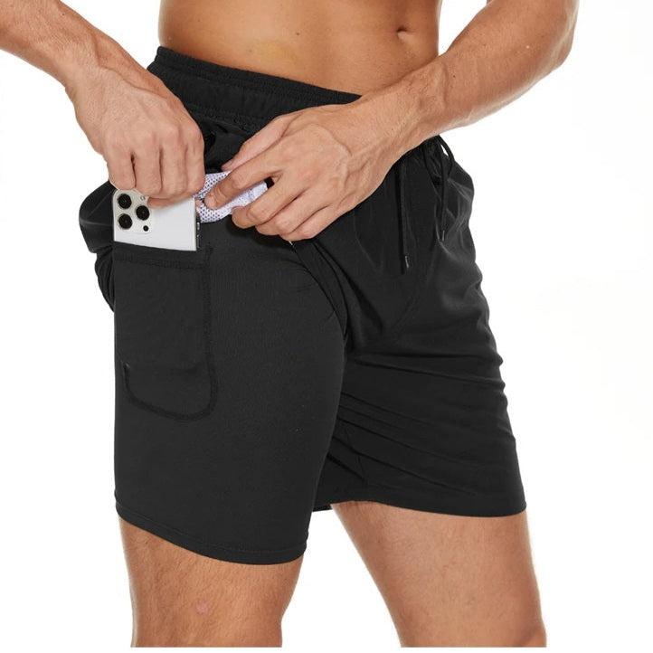 Men's 2-in-1 Shorts – Phone Pocket, Quick-Dry Running & Gym