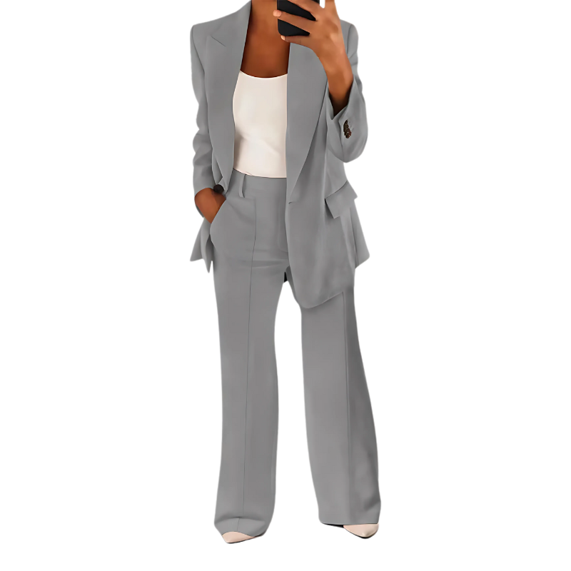 Women's Trouser Suit – Flared Trousers, Tailored Fit Smart Office Workwear