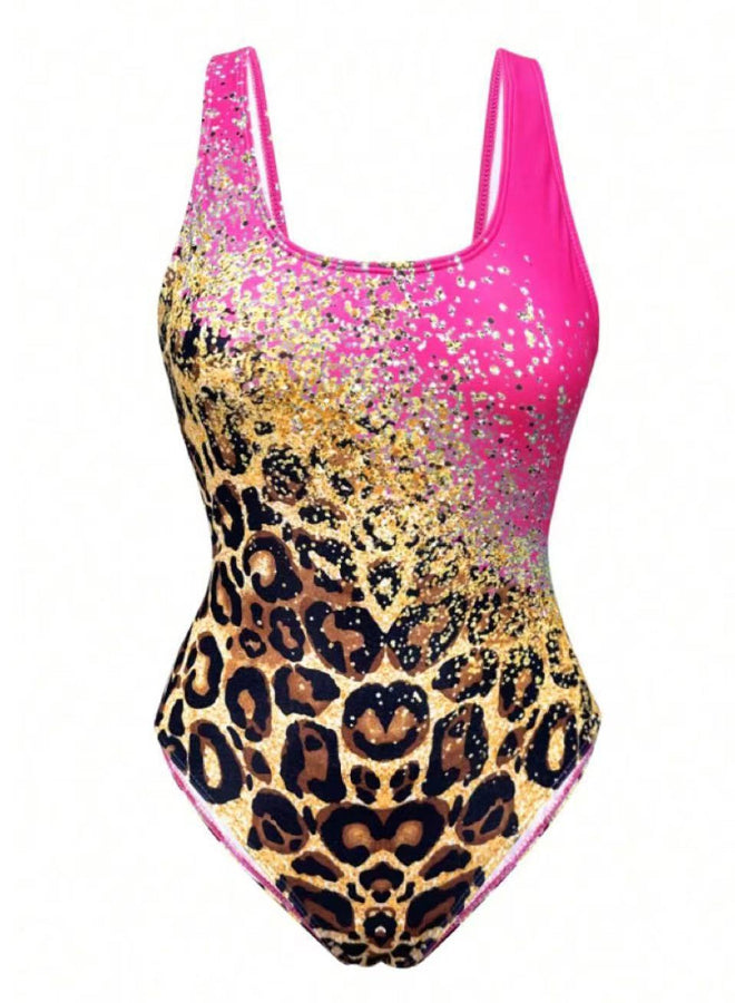 Leopard Gradient One-Piece Swimsuit – Bold Animal Print