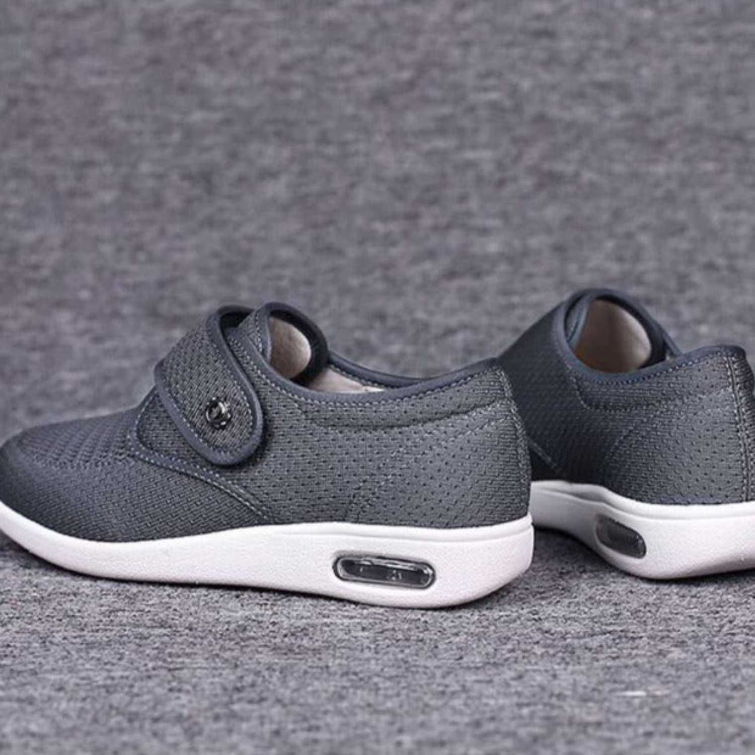 Unisex Wide Fit Trainers – Air Cushion, Comfortable Easy Fasten Walking Shoes