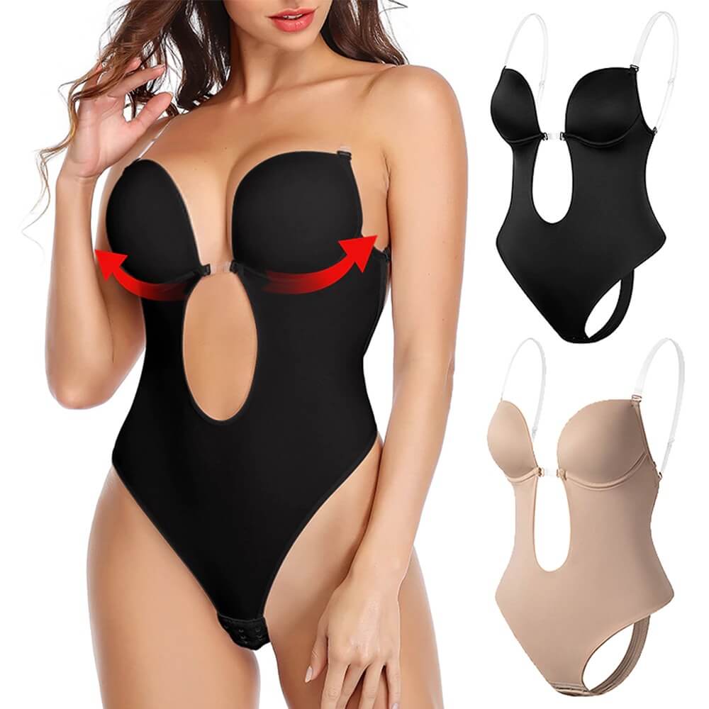 Women's Plunge Body Shaper – Backless Bodysuit, Sculpting for Dresses & Events