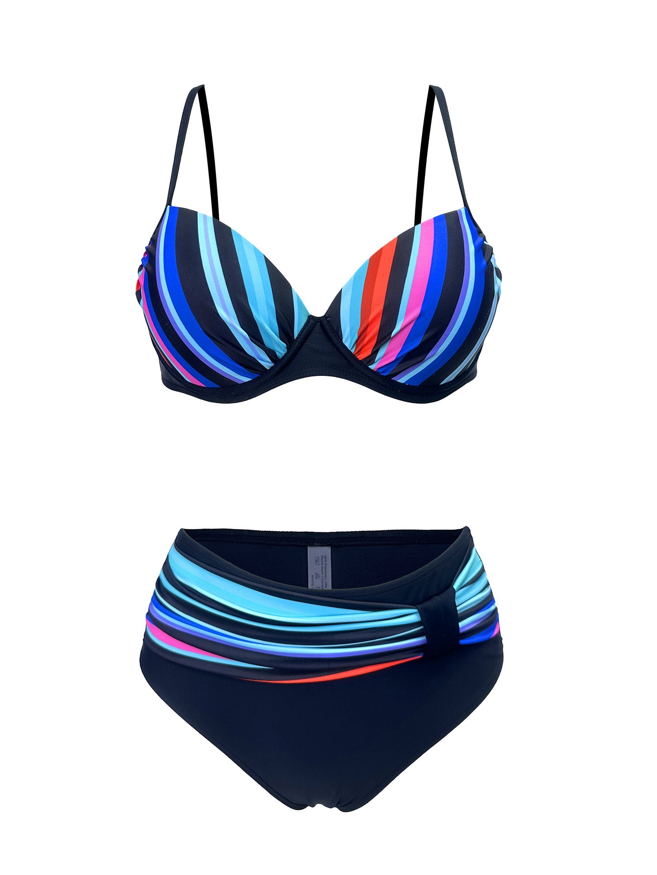 Striped Push-Up Bikini Set – High Waist Two-Piece Swimwear