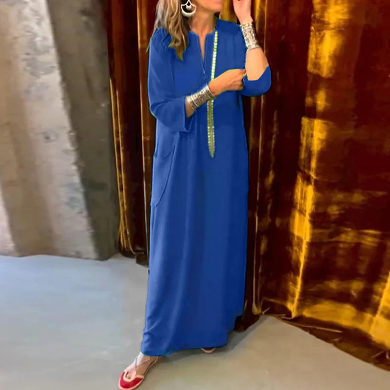 Women's Detailed Maxi Kaftan Dress – Modest & Elegant Statement Wear