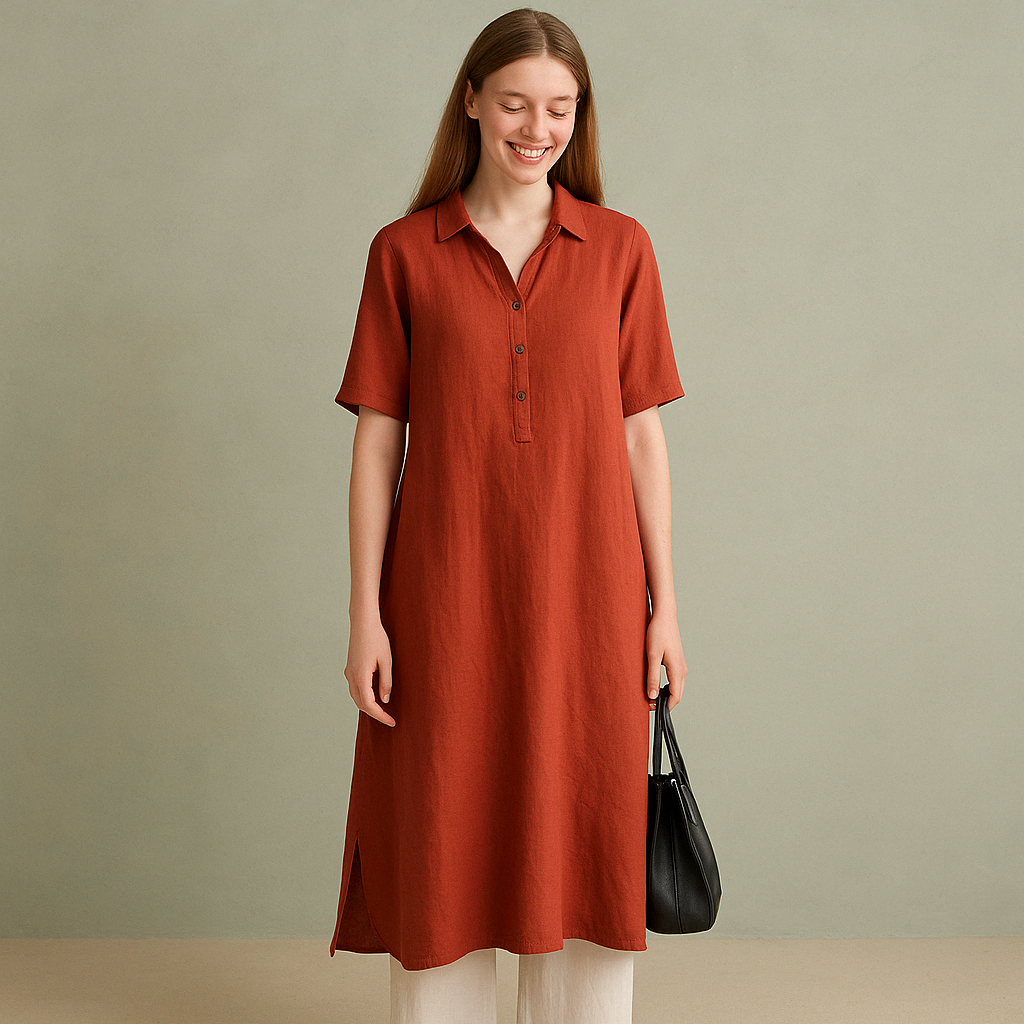 Jade Linen Shirt Dress – Relaxed Fit Summer Essential