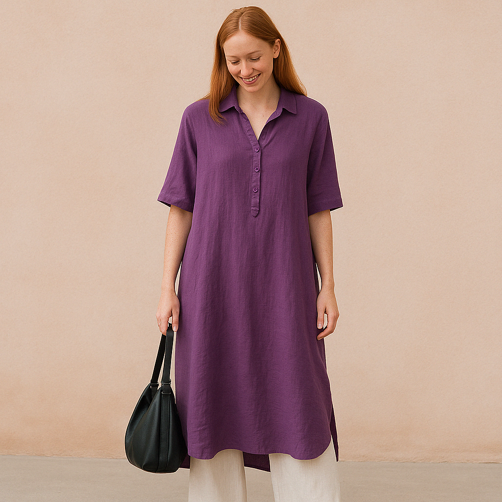 Jade Linen Shirt Dress – Relaxed Fit Summer Essential