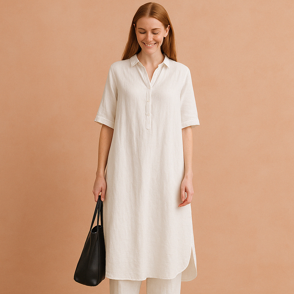 Jade Linen Shirt Dress – Relaxed Fit Summer Essential