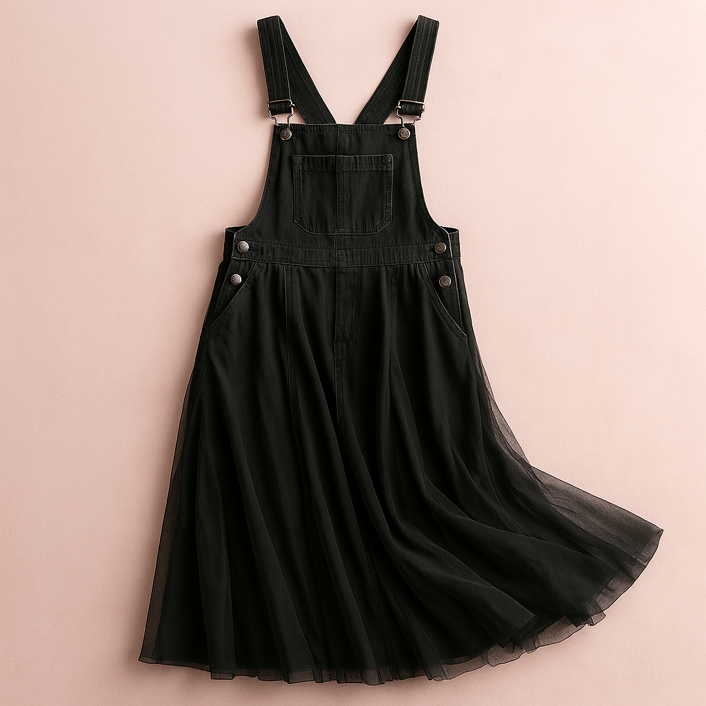 Tulle Denim Strap Dress – Layered Summer Statement Piece