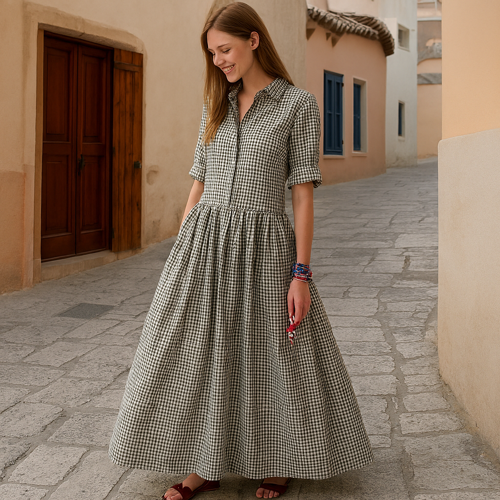 Striped Cotton Shirt Dress – Oversized Fit with Pockets