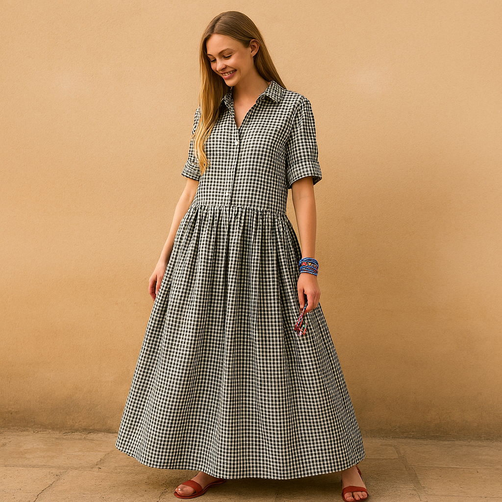 Striped Cotton Shirt Dress – Oversized Fit with Pockets