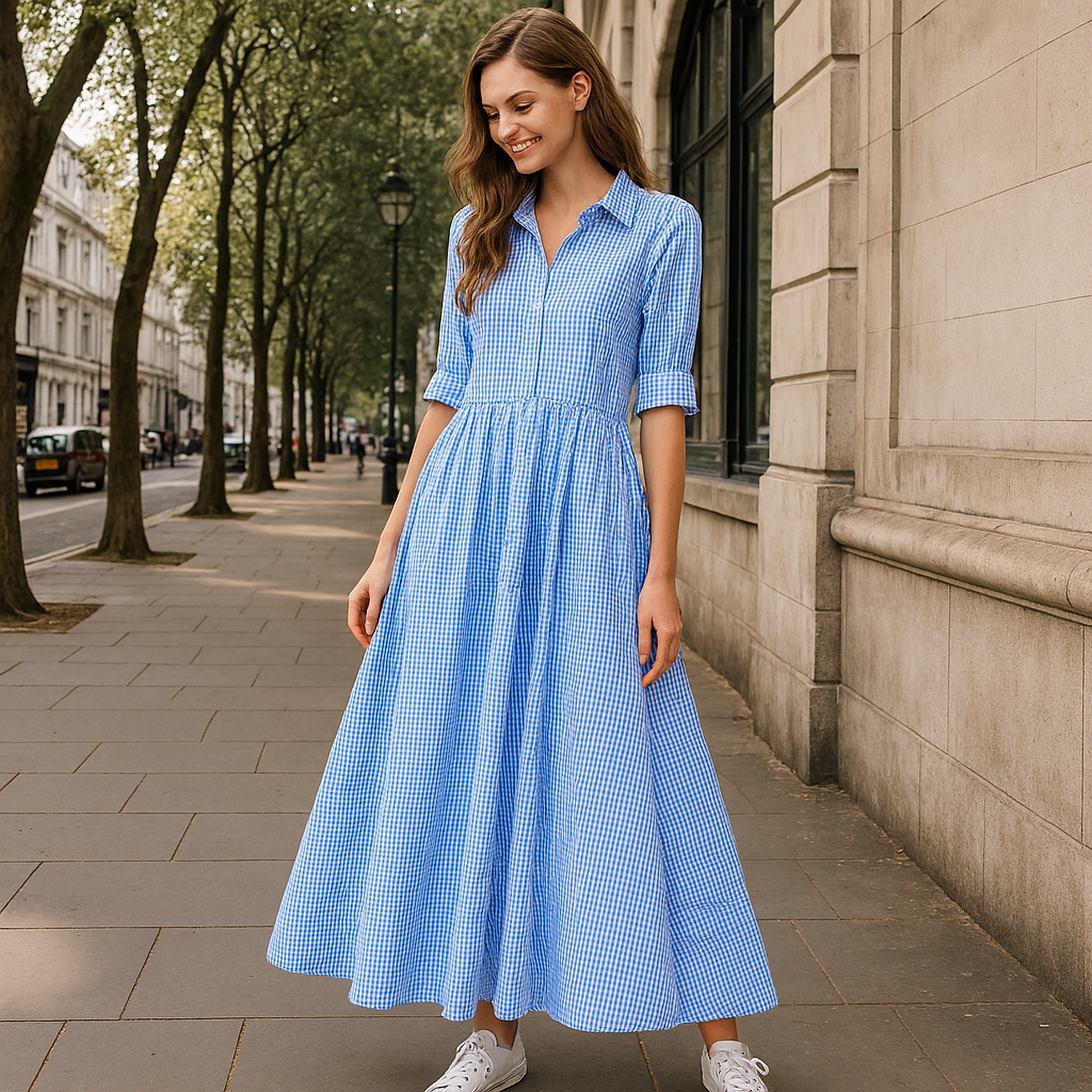 Striped Cotton Shirt Dress – Oversized Fit with Pockets