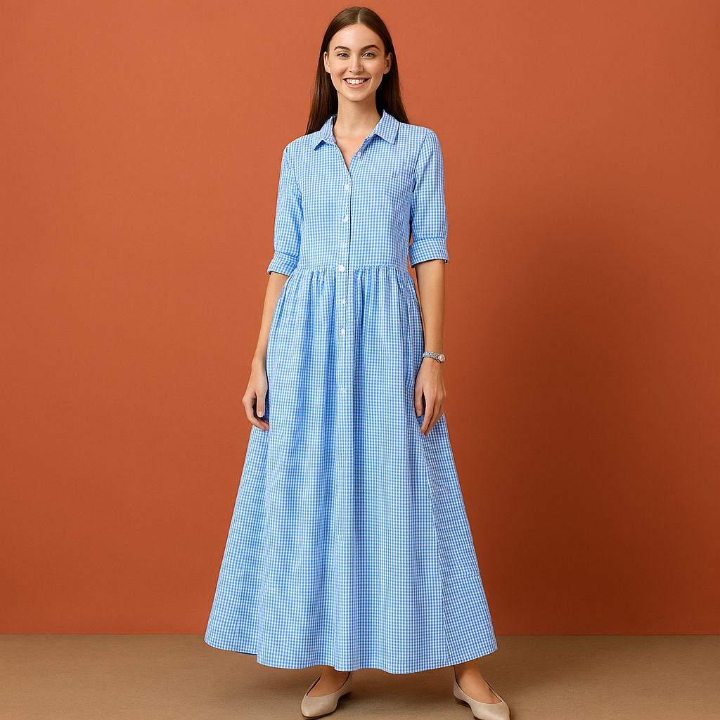 Striped Cotton Shirt Dress – Oversized Fit with Pockets