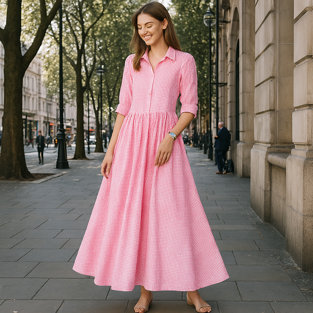 Striped Cotton Shirt Dress – Oversized Fit with Pockets