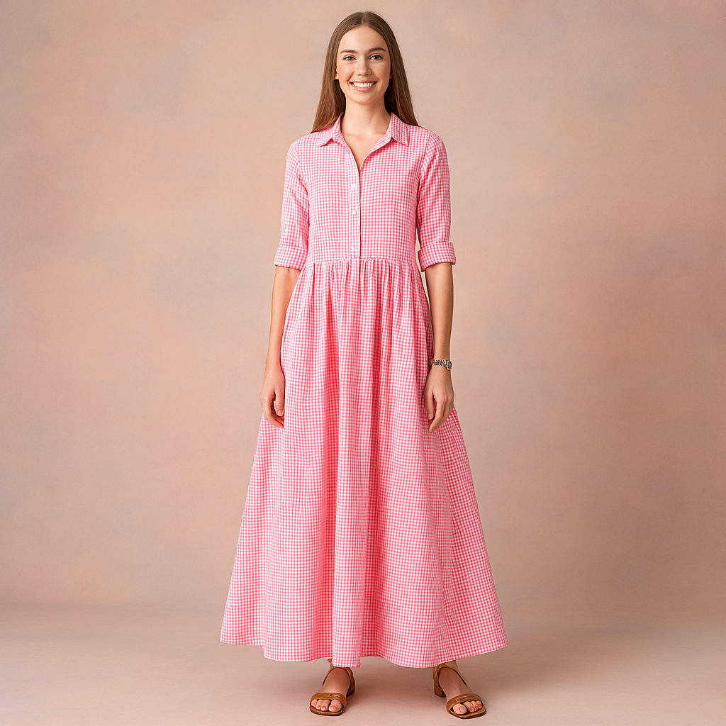 Striped Cotton Shirt Dress – Oversized Fit with Pockets