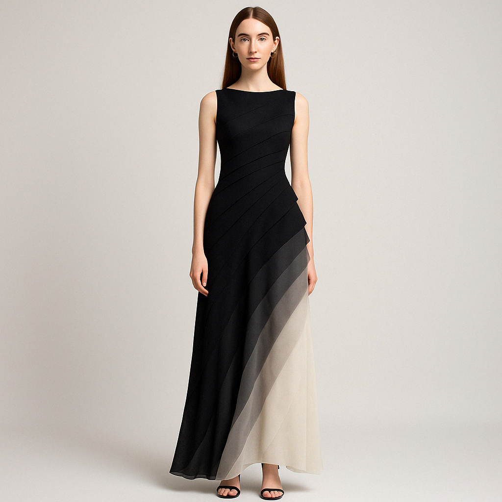 Elegant Ombre Evening Gown with Layered Chiffon Draping
