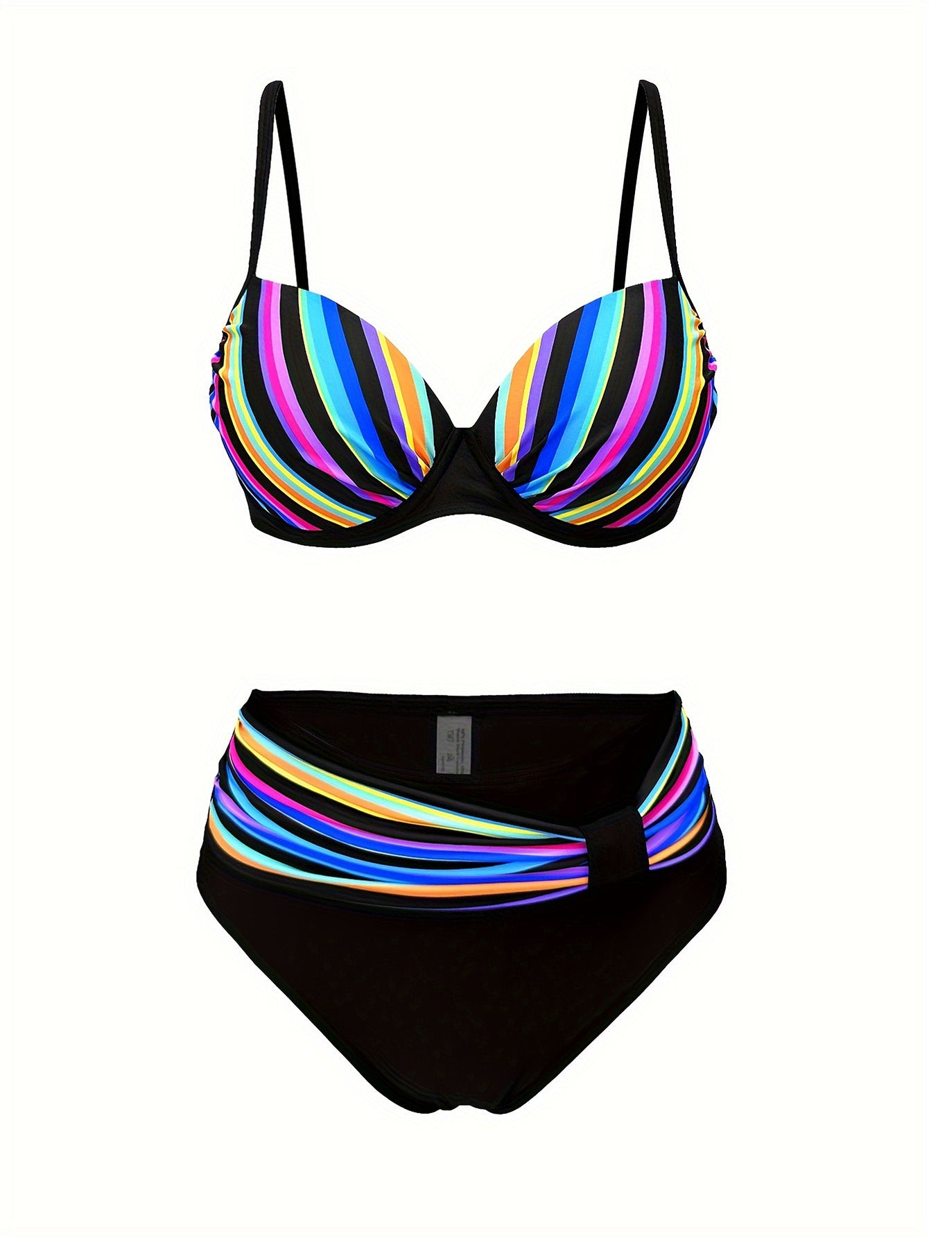 Striped Push-Up Bikini Set – High Waist Two-Piece Swimwear