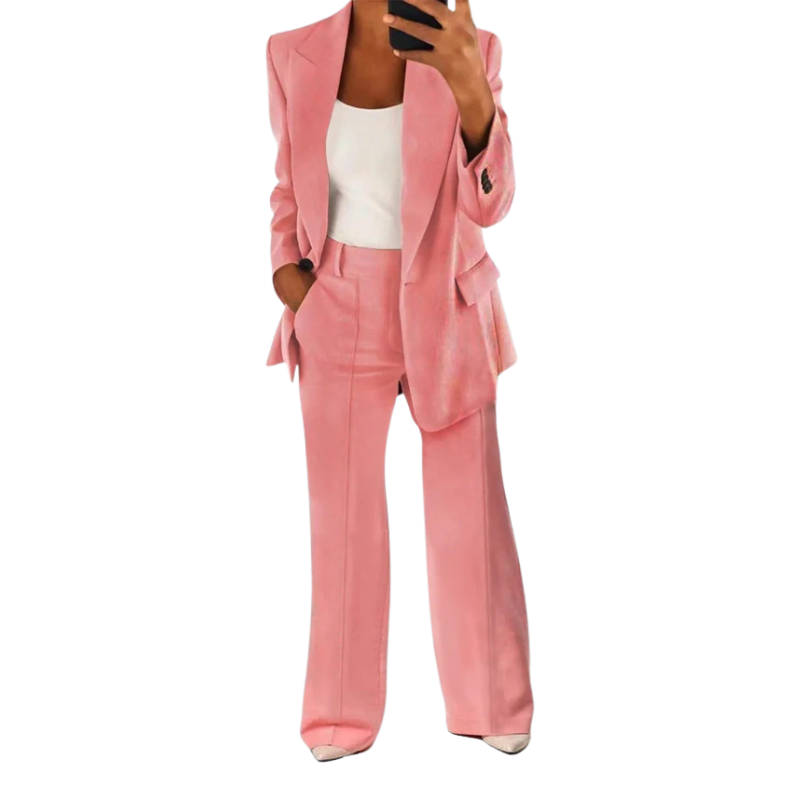 Women's Trouser Suit – Flared Trousers, Tailored Fit Smart Office Workwear