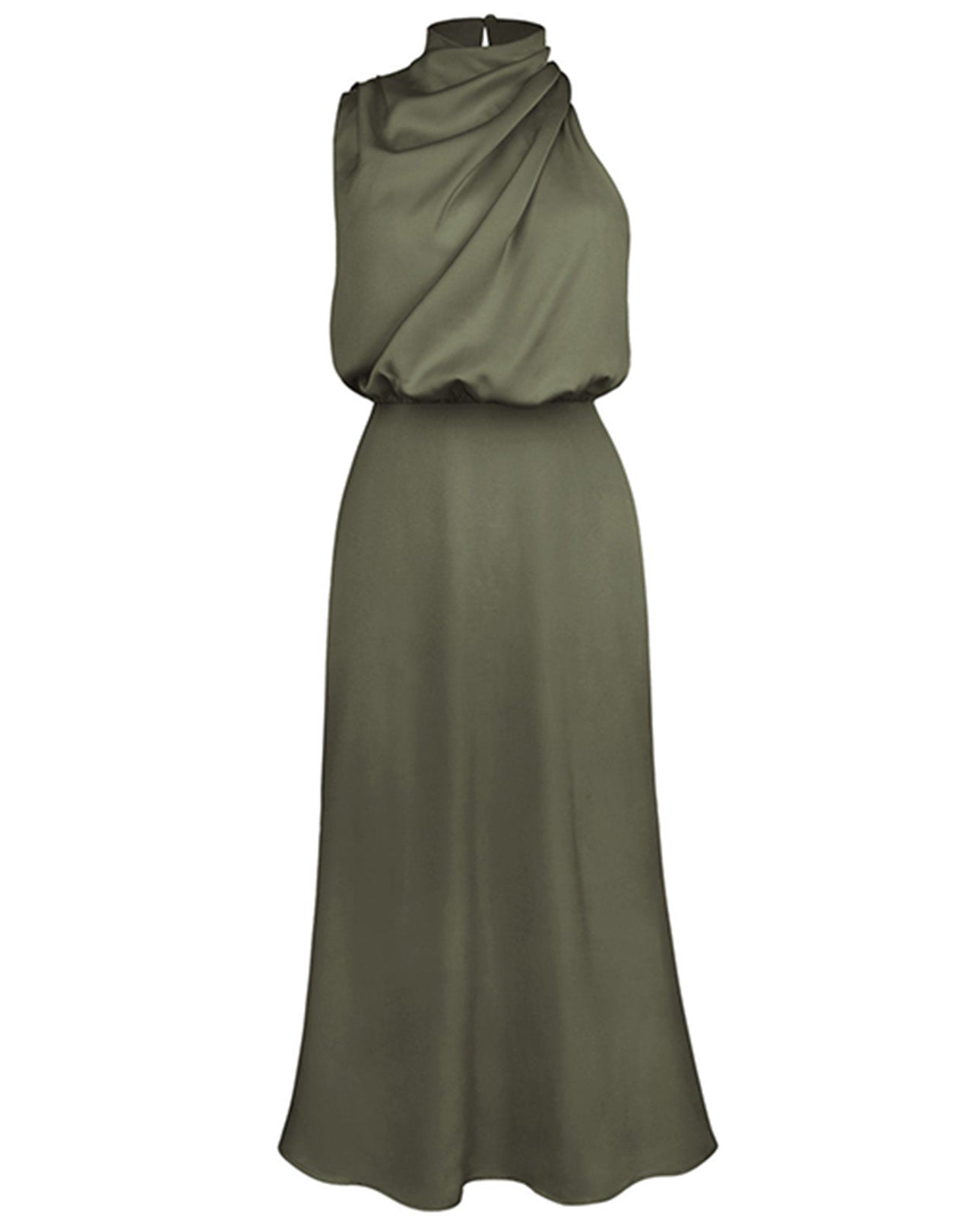 Satin Cowl Neck Midi Dress – Elegant Slip Style for Evening & Events