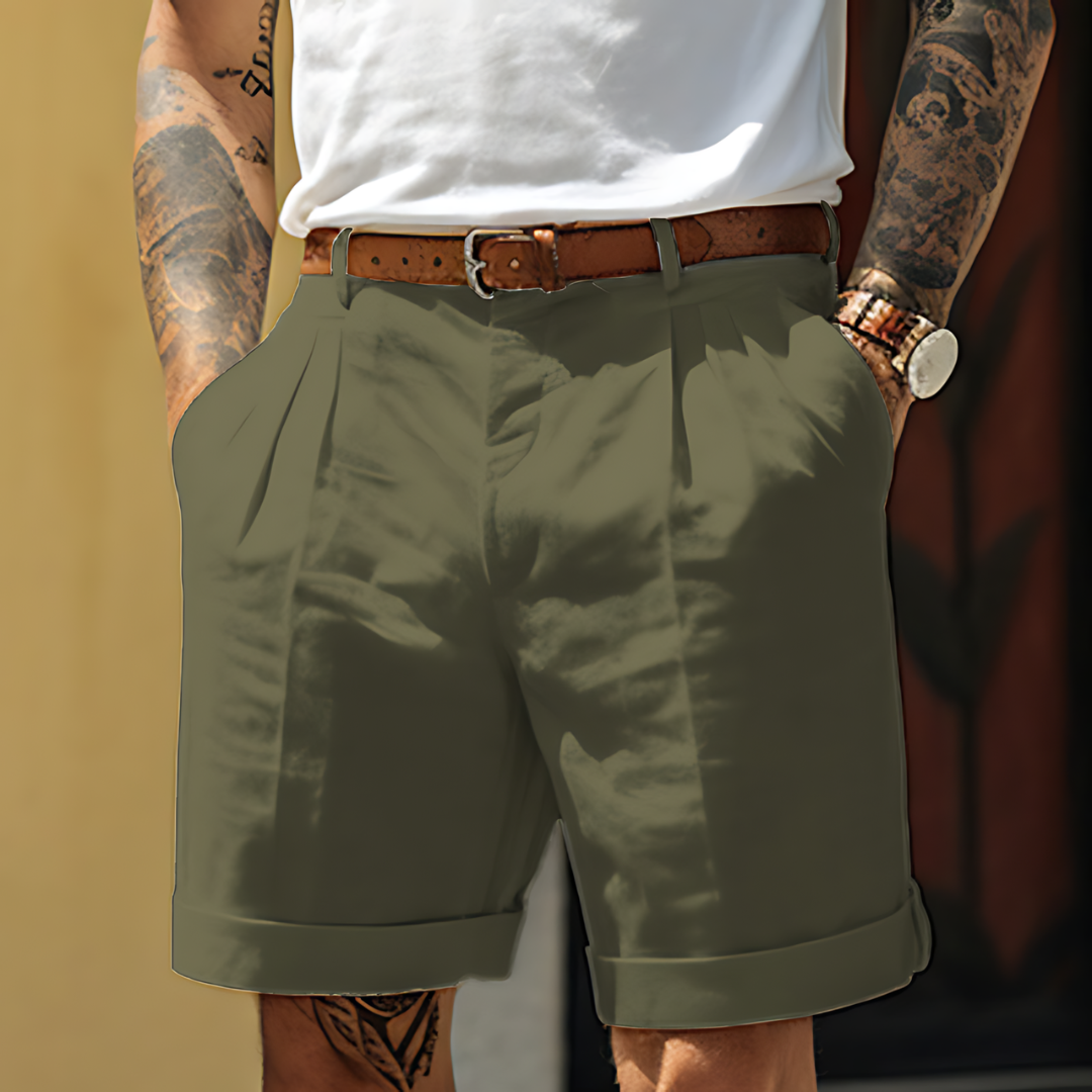 Men's Linen Shorts – Pleated, Relaxed Fit Holiday Style
