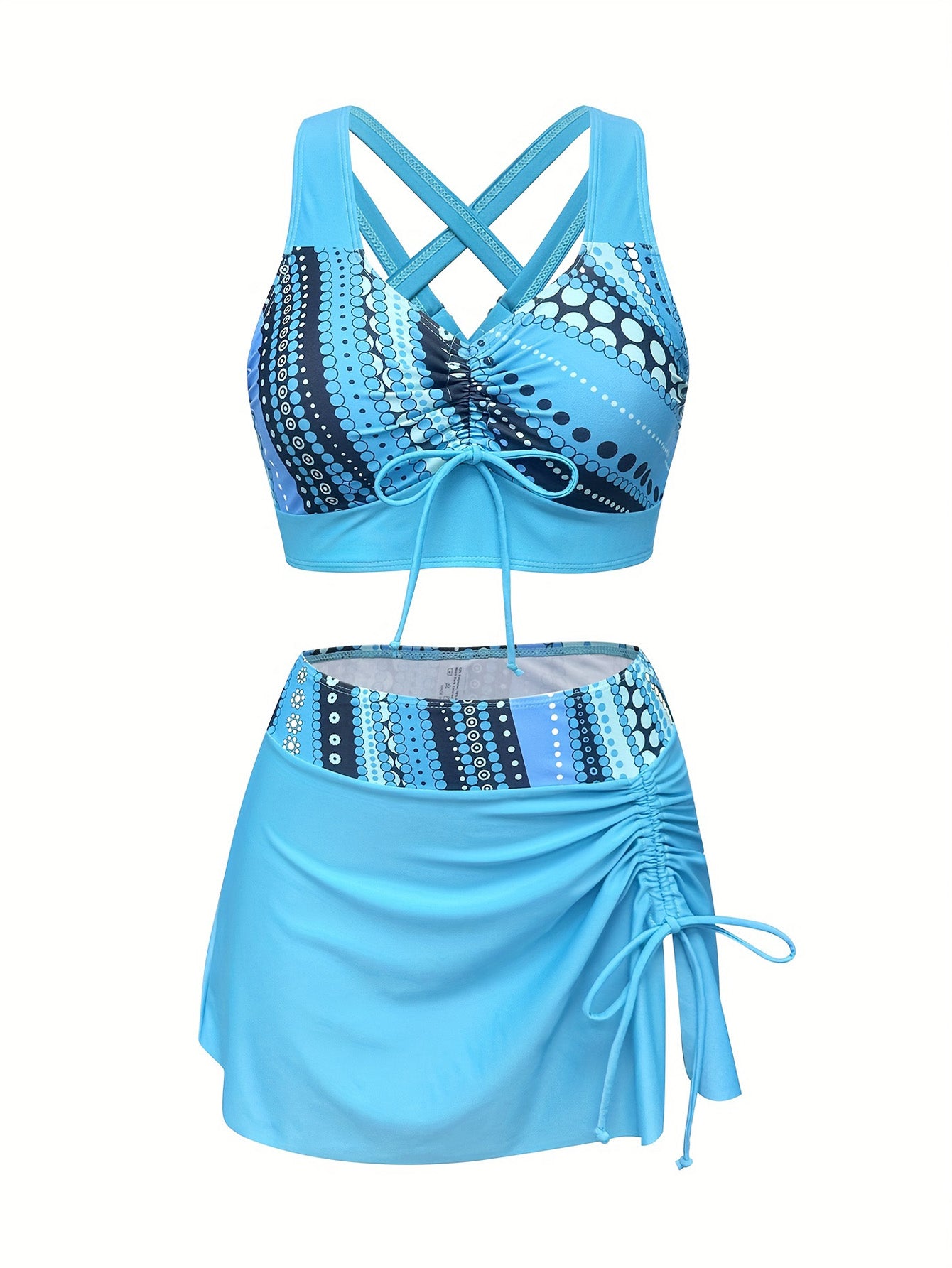 3-Piece Bikini Set with Skirt – Adjustable Tie Top