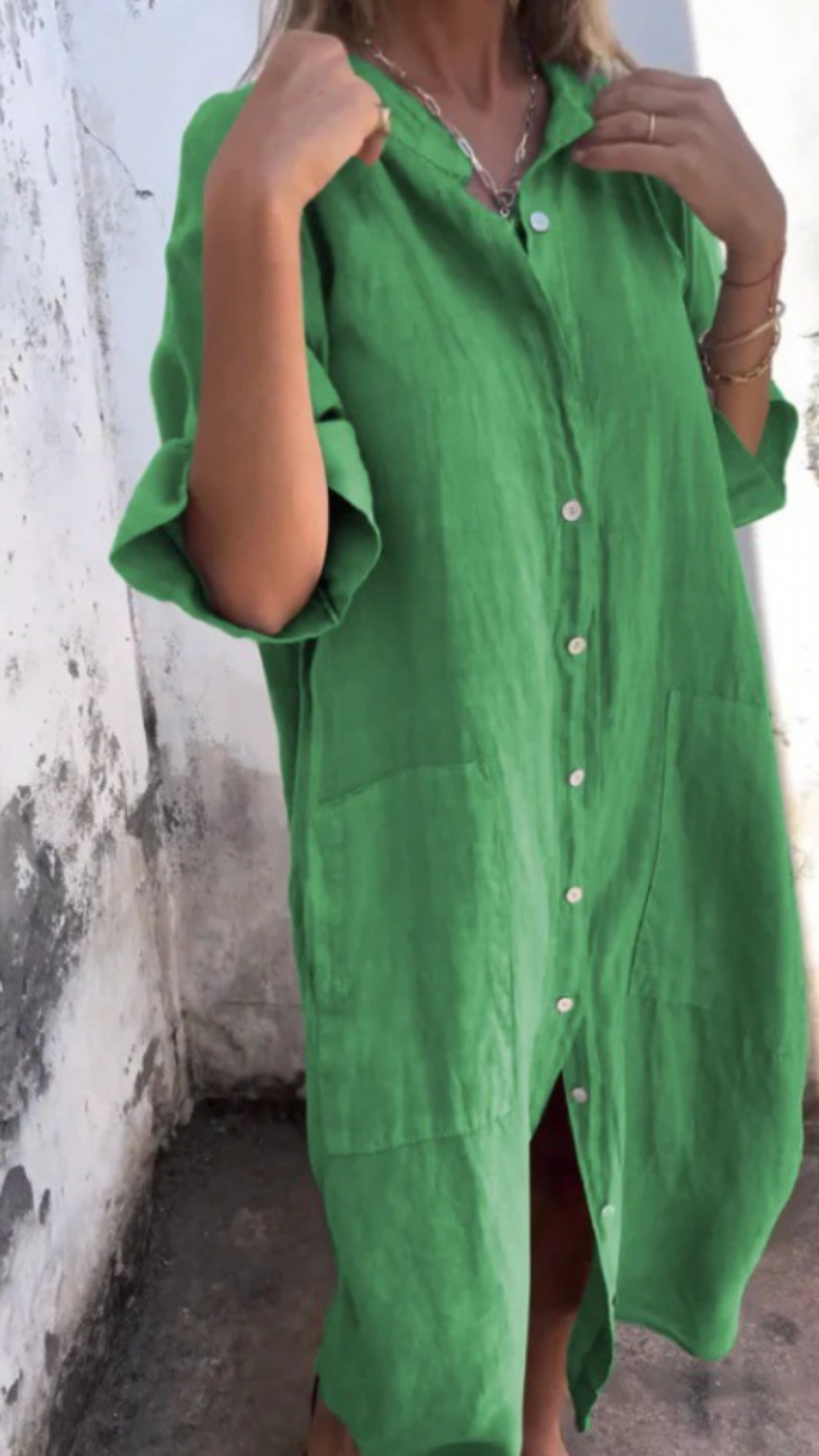 Relaxed Button-Down Shirt Dress – Casual Summer Style