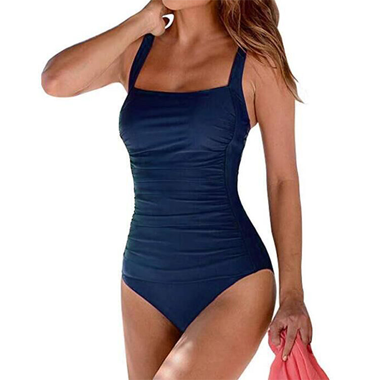 Ruched Square-Neck One-Piece Swimsuit – Smoothing Full Coverage