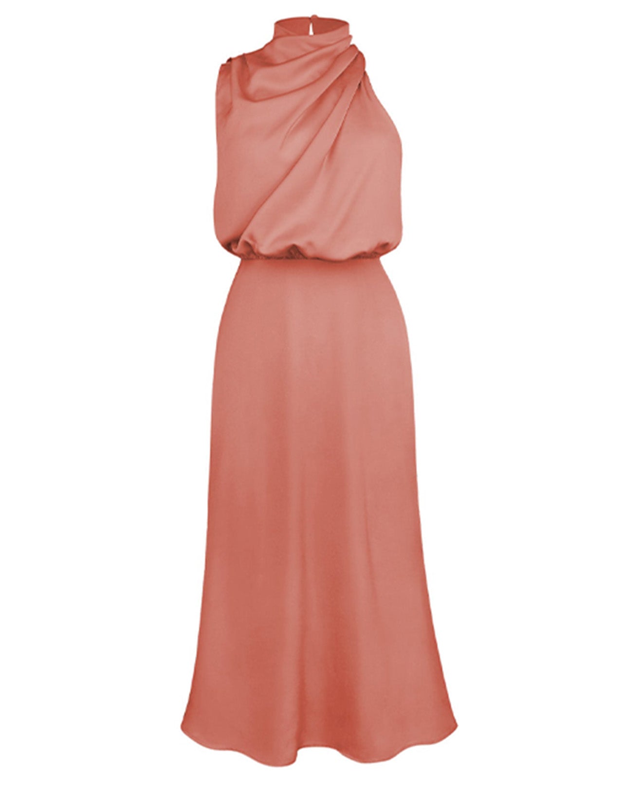 Satin Cowl Neck Midi Dress – Elegant Slip Style for Evening & Events