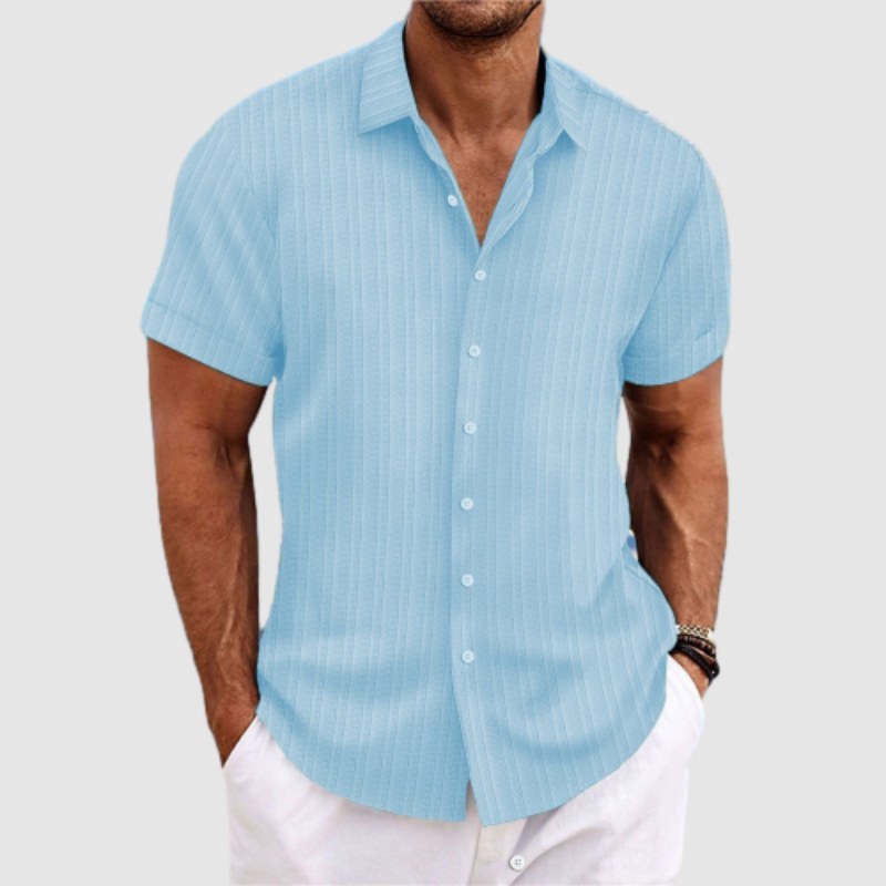 Men's Linen Shirt – Striped, Relaxed Fit Summer Holiday
