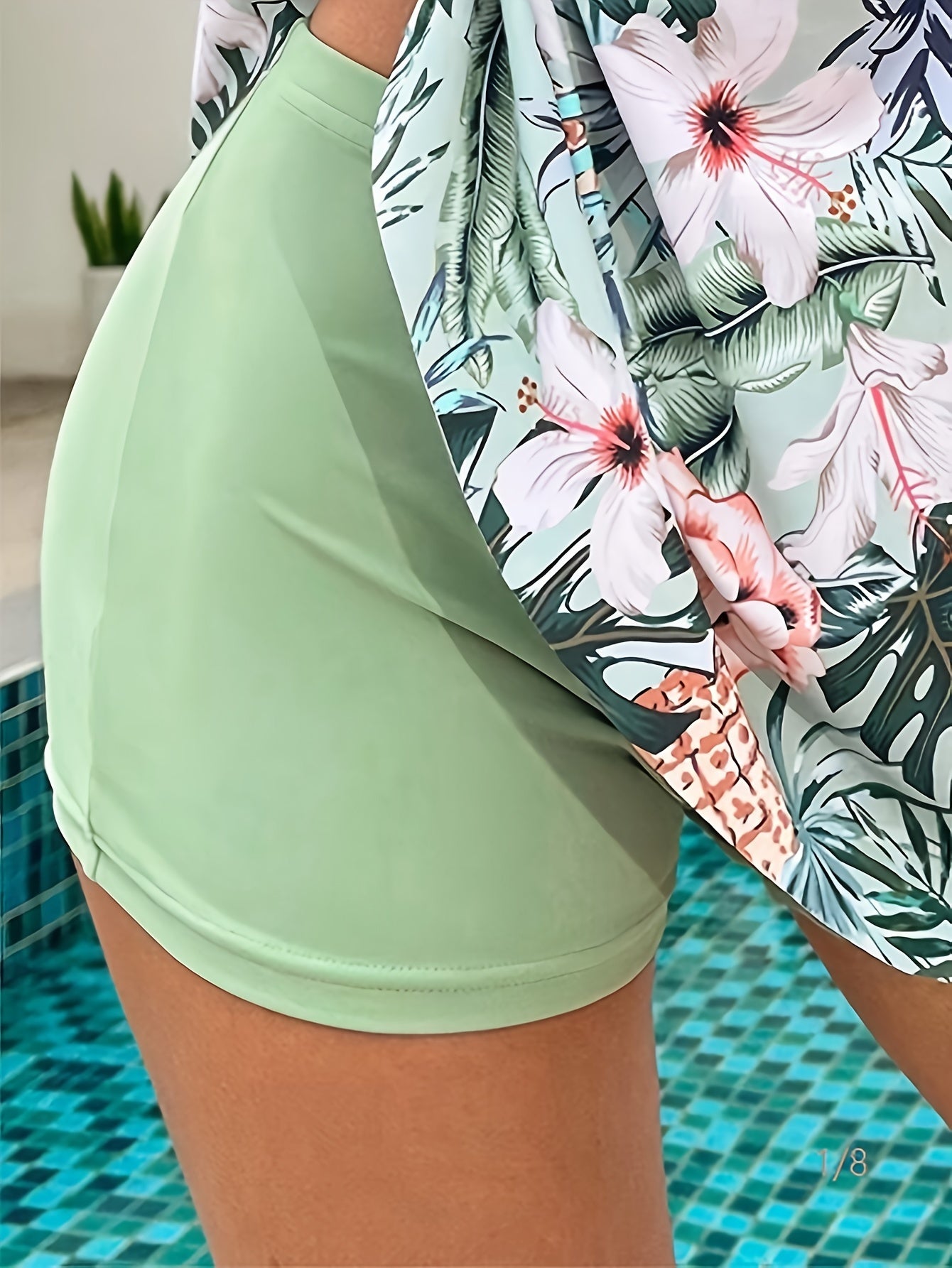 Women's Floral Tankini Set with Skirt Cover-Up