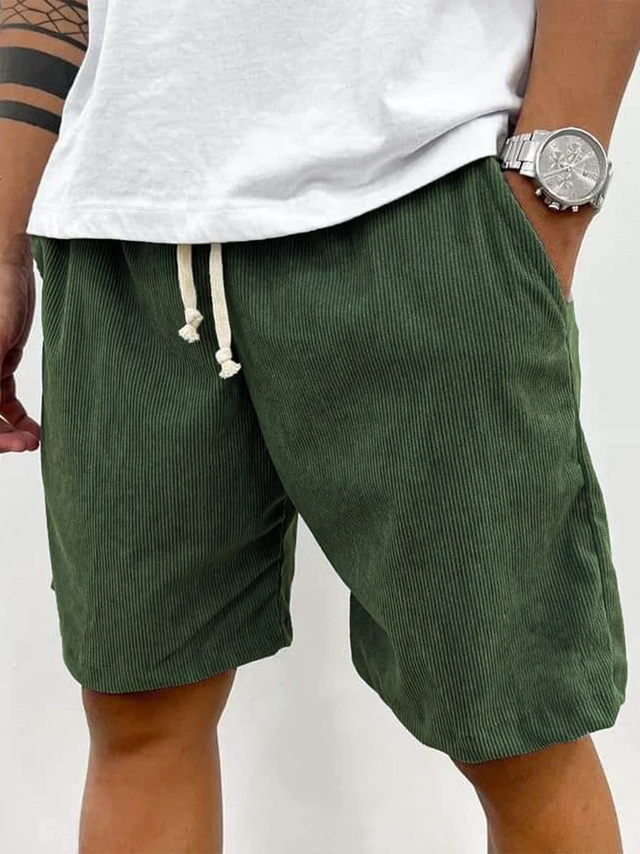 Men's Corduroy Shorts – Drawstring Waist, Relaxed Fit Casual Summer Wear