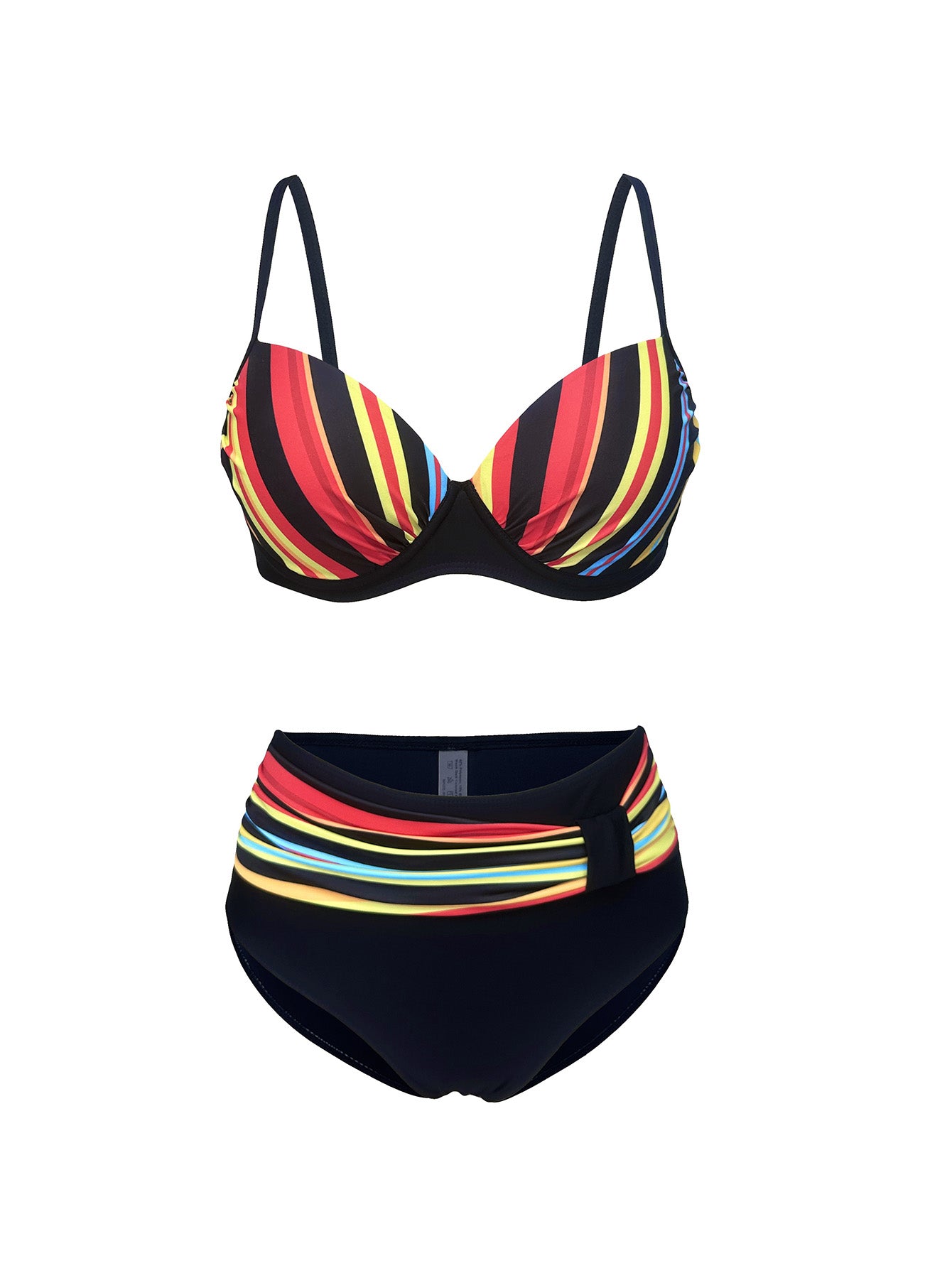 Striped Push-Up Bikini Set – High Waist Two-Piece Swimwear