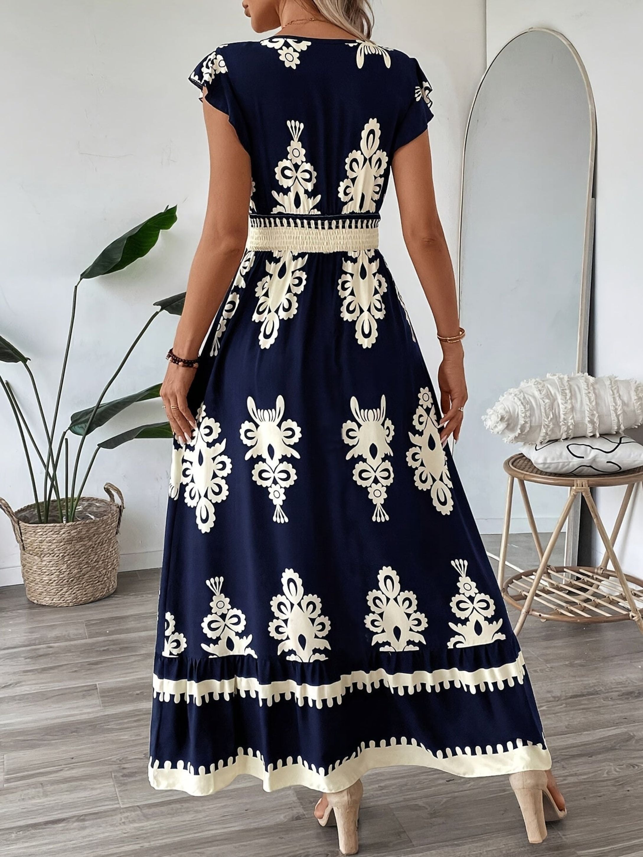 Women's Maxi Dress – Boho Print, Flowy Summer Holiday Dress