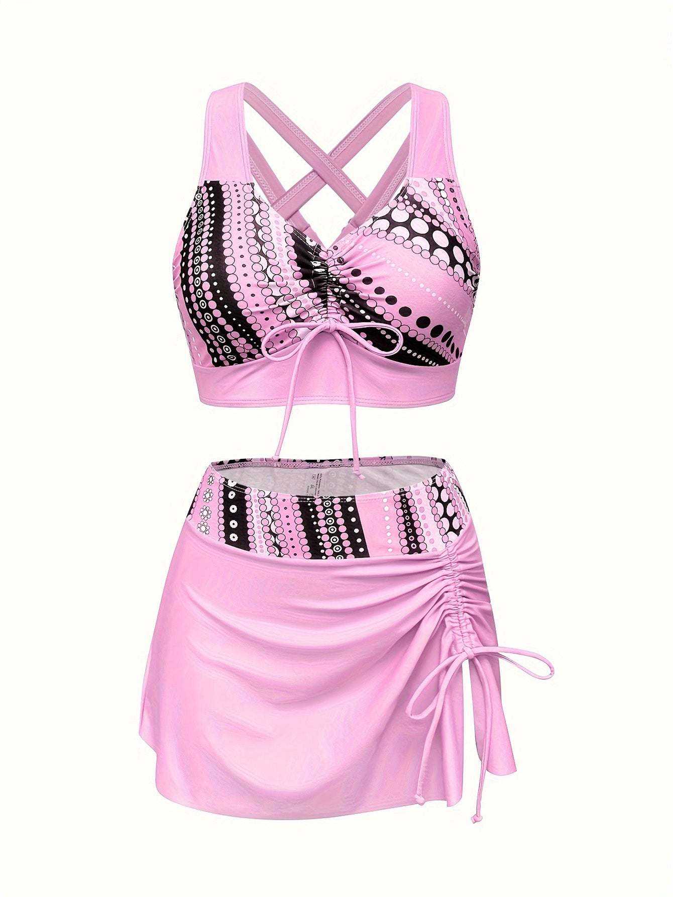 3-Piece Bikini Set with Skirt – Adjustable Tie Top