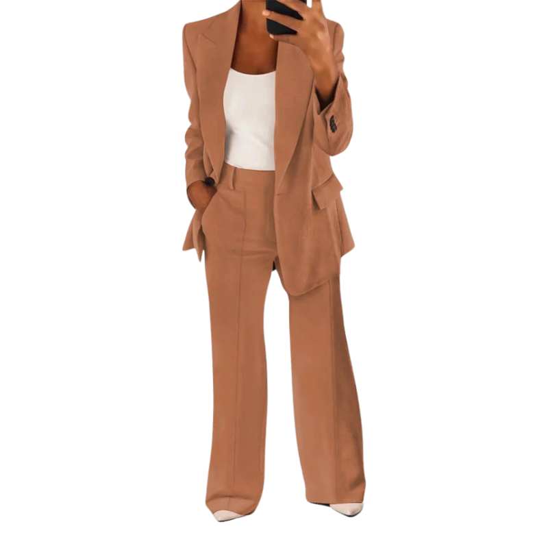 Women's Trouser Suit – Flared Trousers, Tailored Fit Smart Office Workwear