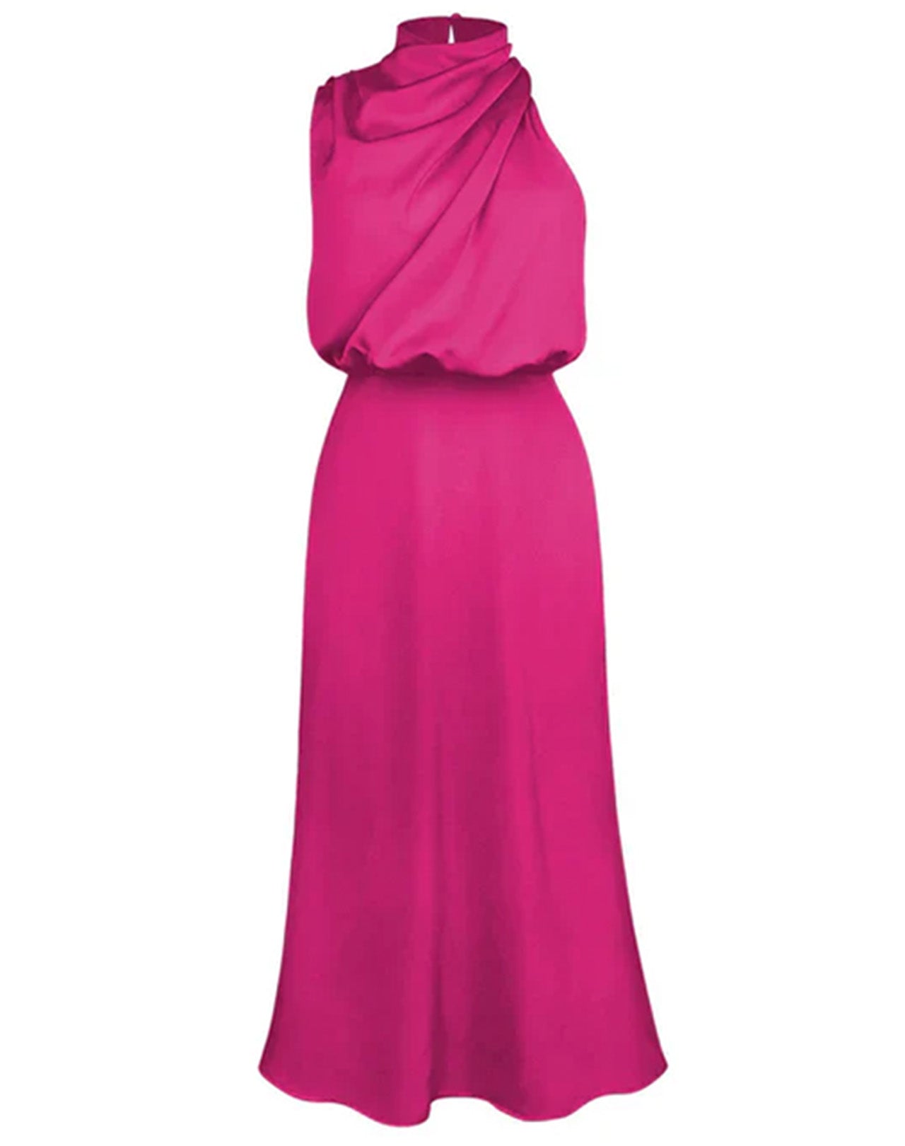 Satin Cowl Neck Midi Dress – Elegant Slip Style for Evening & Events