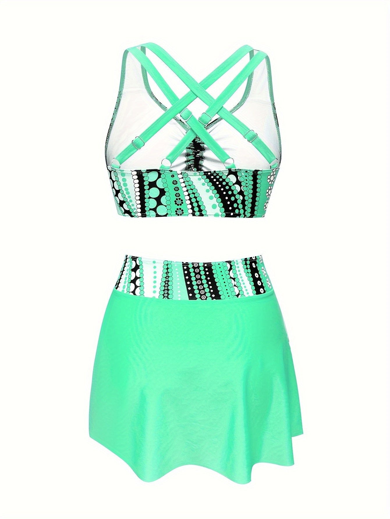 3-Piece Bikini Set with Skirt – Adjustable Tie Top