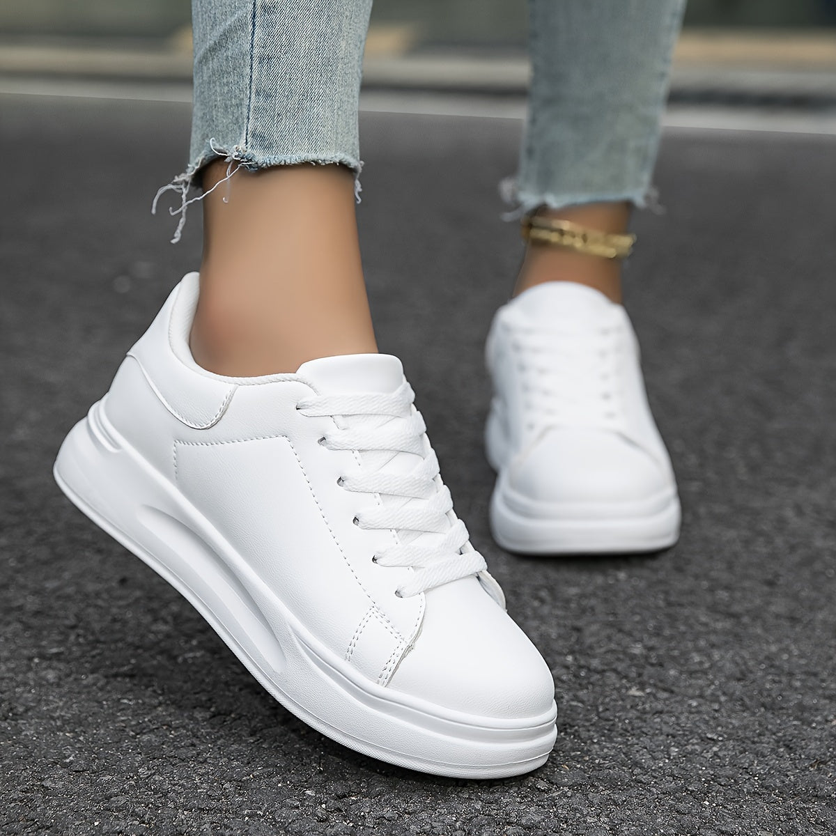 Women's Platform Trainers – Classic Court Design, Comfortable Everyday Shoes