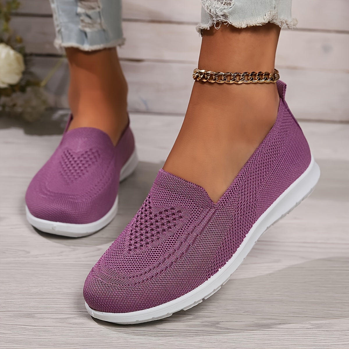 Women's Slip-On Trainers – Breathable Knit, Lightweight Everyday Wear